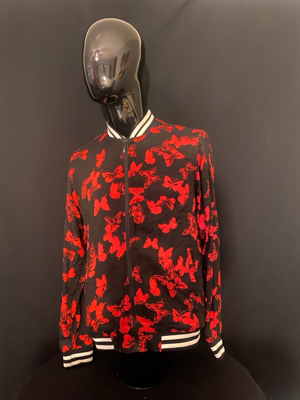 Cactus Black Jacket with Red Accent Print